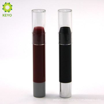 empty cosmetic container round black plastic lipstick tube